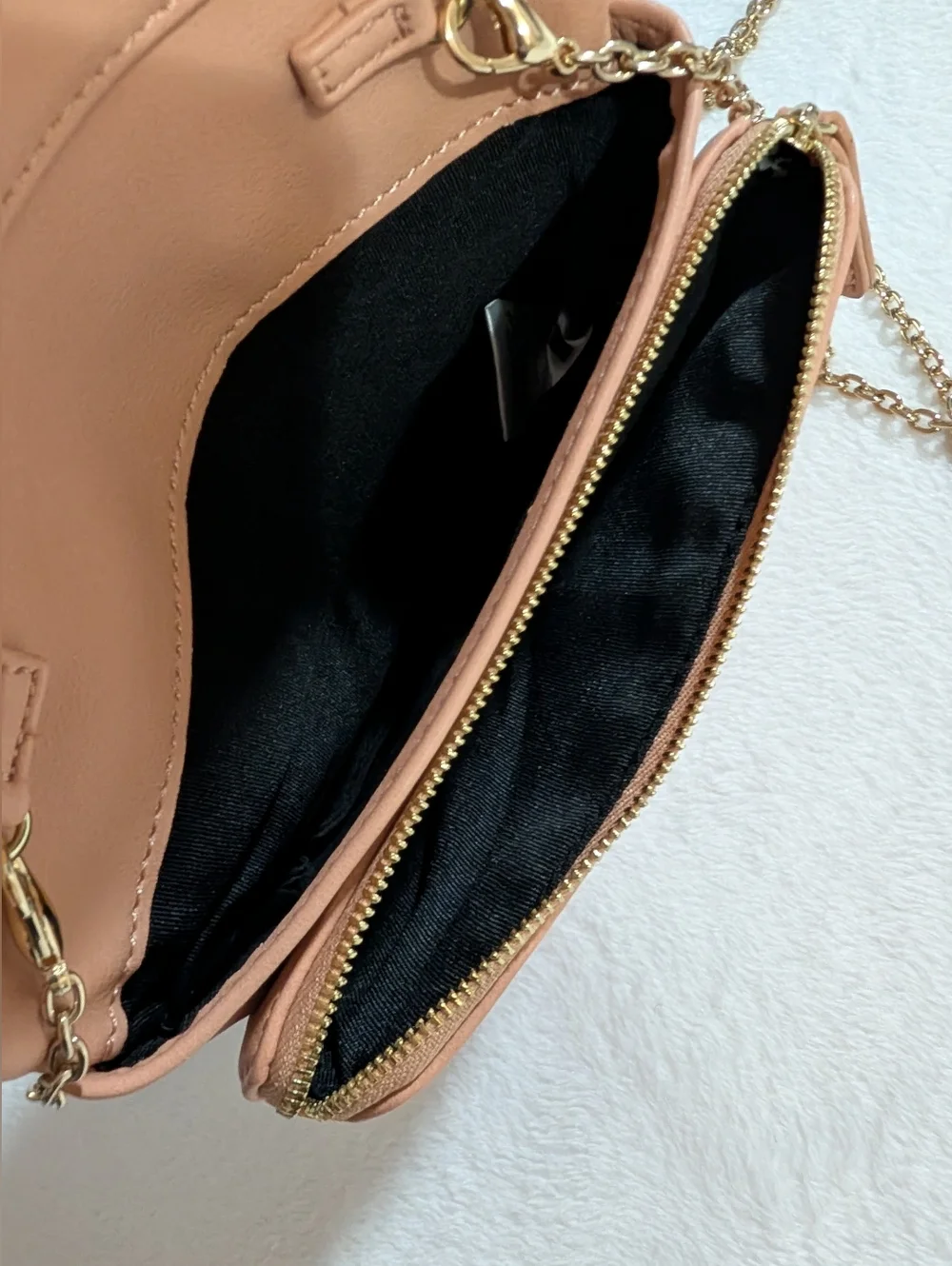 Fabulous Soft Faux Leather Crossbody Bag, Gold Shimmer & Chain, Light  Pink - Picture 5 of 10